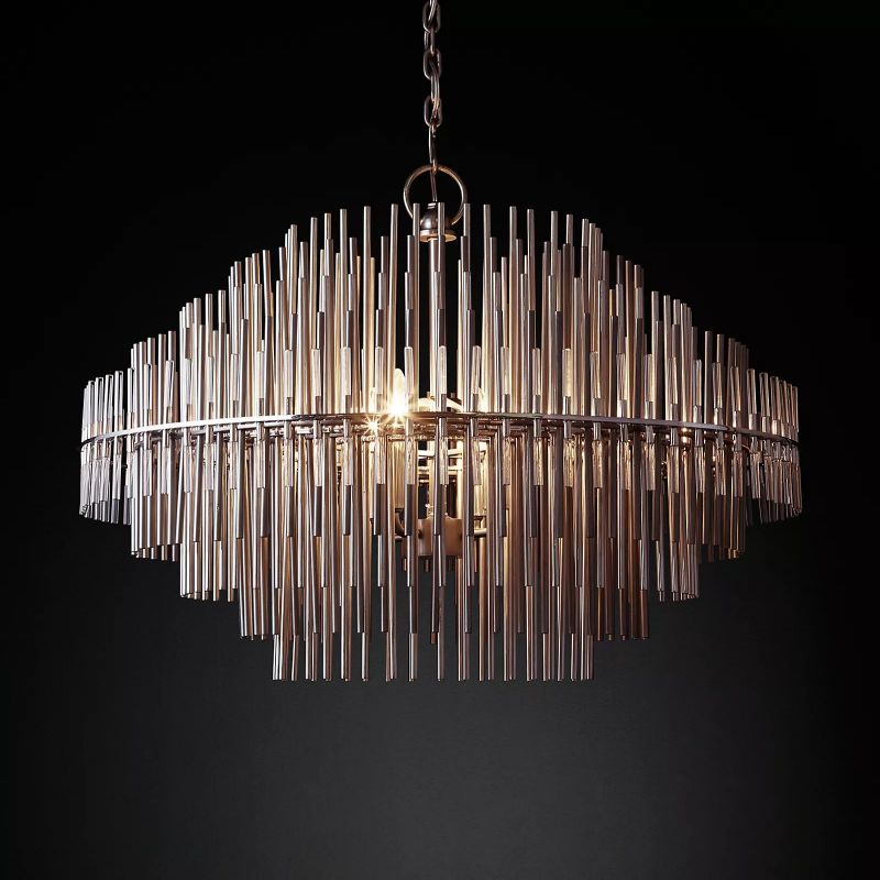 Sturdy Metal Tubes Round Chandelier 32" D