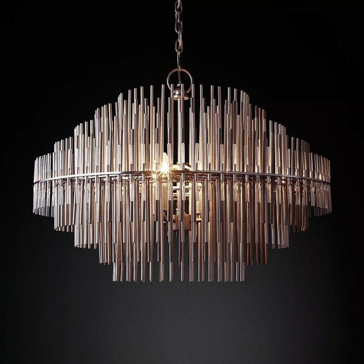 Sturdy Metal Tubes Round Chandelier 32" D