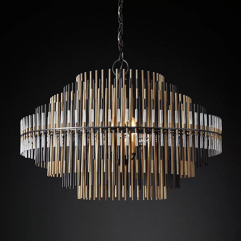 Sturdy Metal Tubes Round Chandelier 32" D
