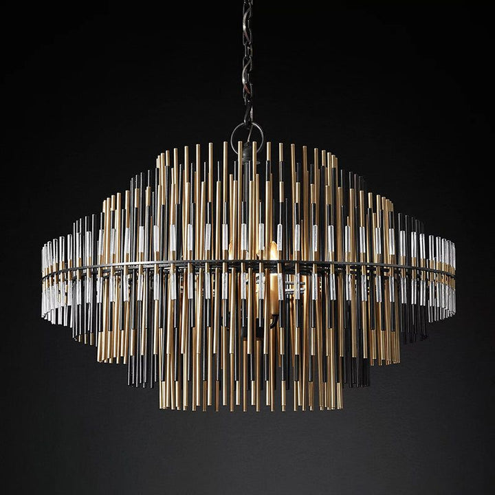 Sturdy Metal Tubes Round Chandelier 32" D