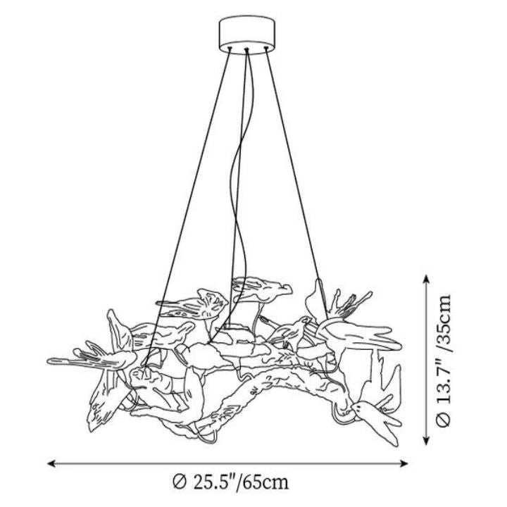 Swallow Glass Tree Branch Round Chandelier