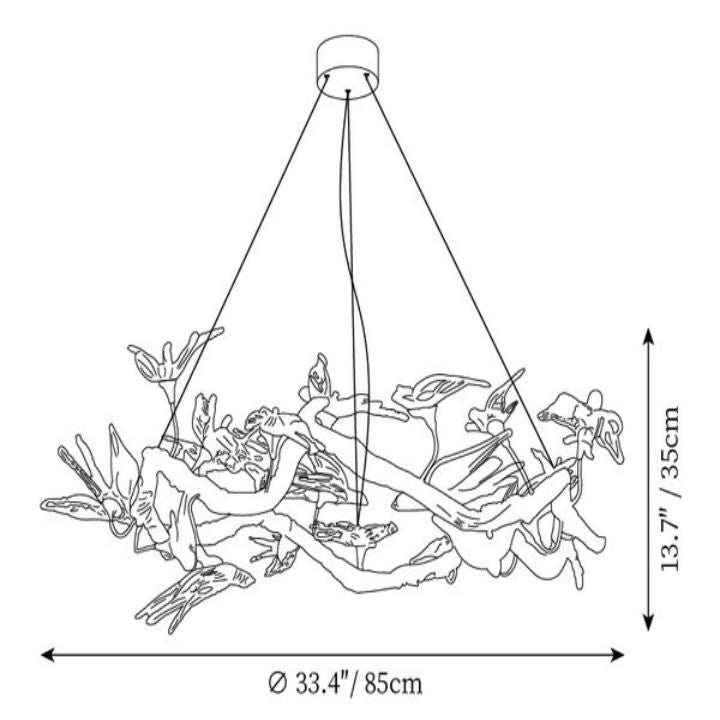 Swallow Glass Tree Branch Round Chandelier