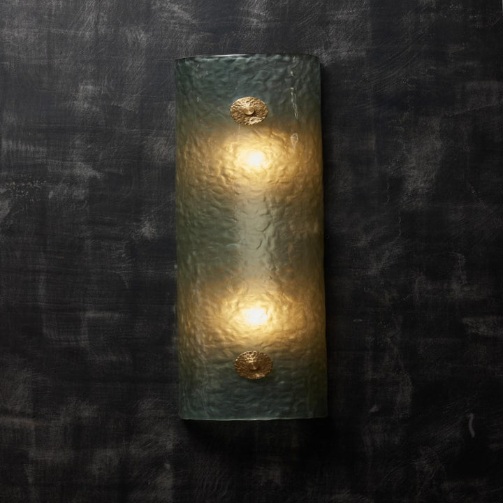 Teal Murano Wall Sconce with Brass Accents