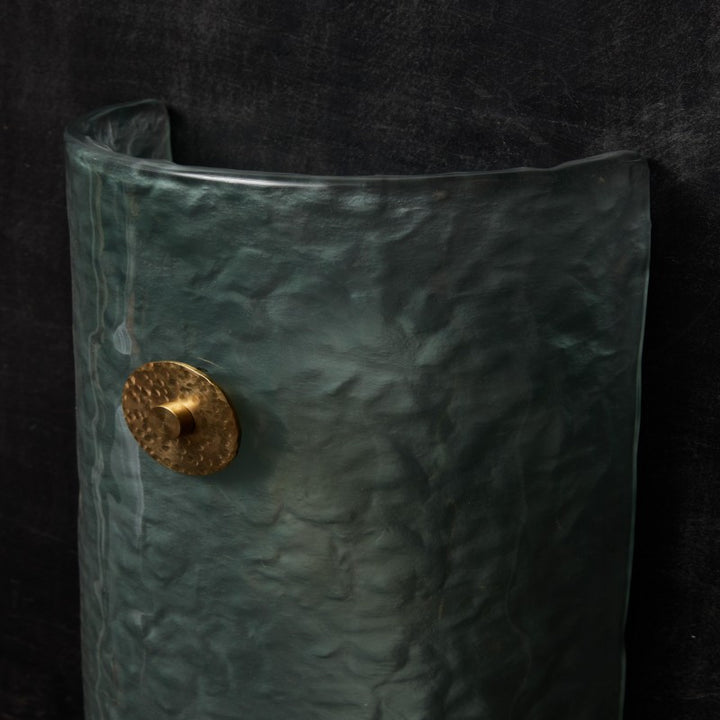 Teal Murano Wall Sconce with Brass Accents