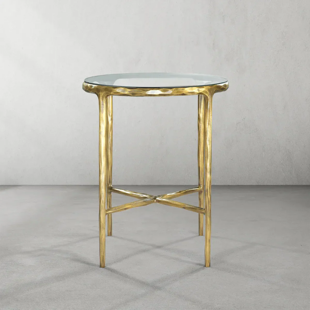 Thaddeus Glass Round Side Table 18" 22"