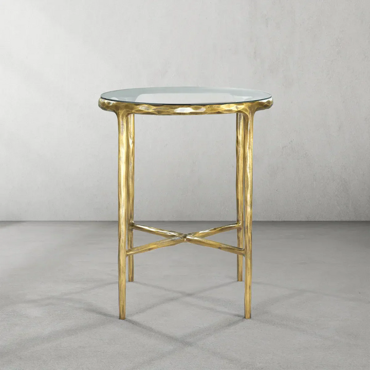Thaddeus Glass Round Side Table 18" 22"