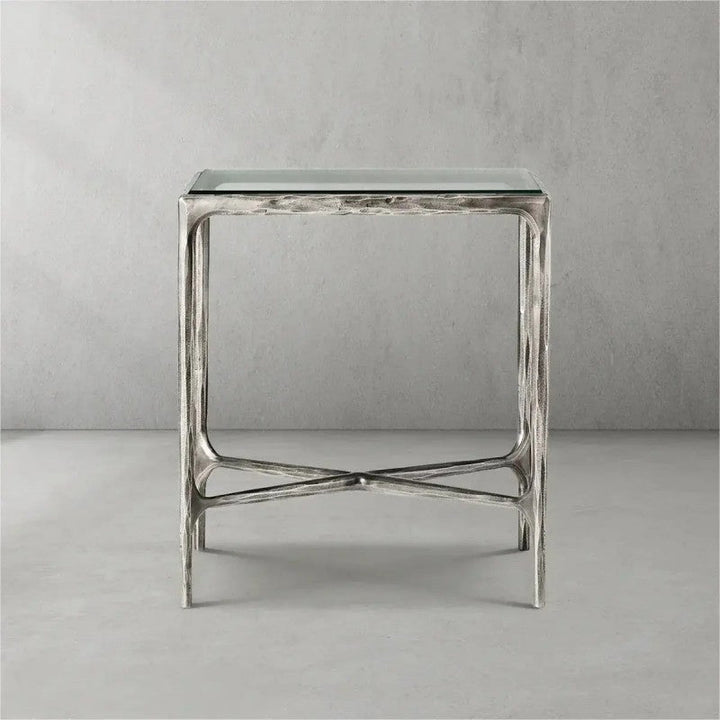 Thaddeus Glass Square Side Table 18" 22"