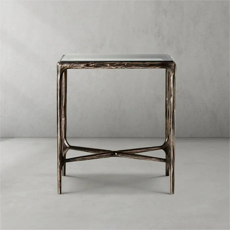 Thaddeus Glass Square Side Table 18" 22"