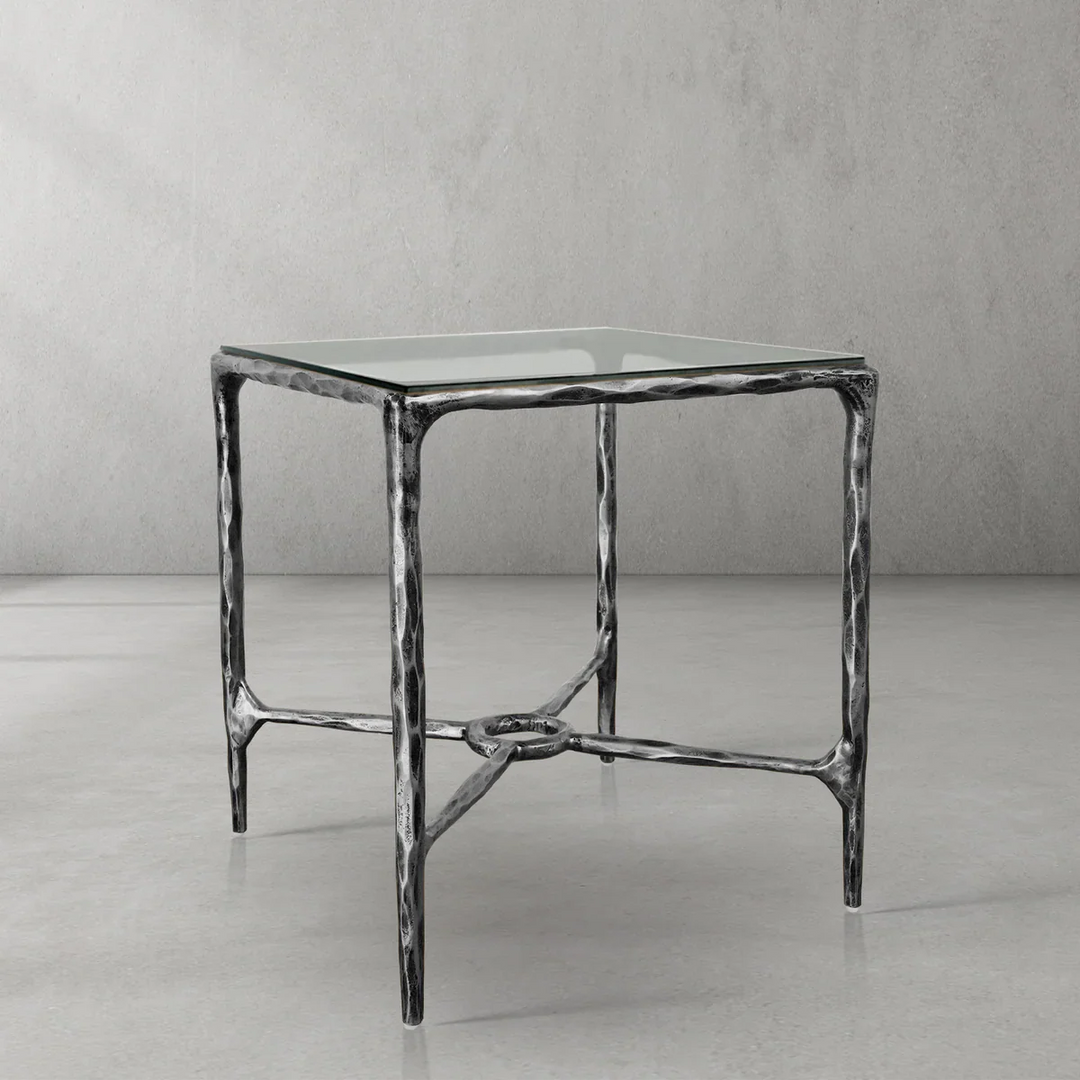Thomson Glass Square Side Table Overhang