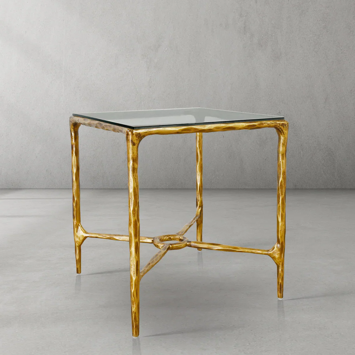 Thomson Glass Square Side Table Overhang
