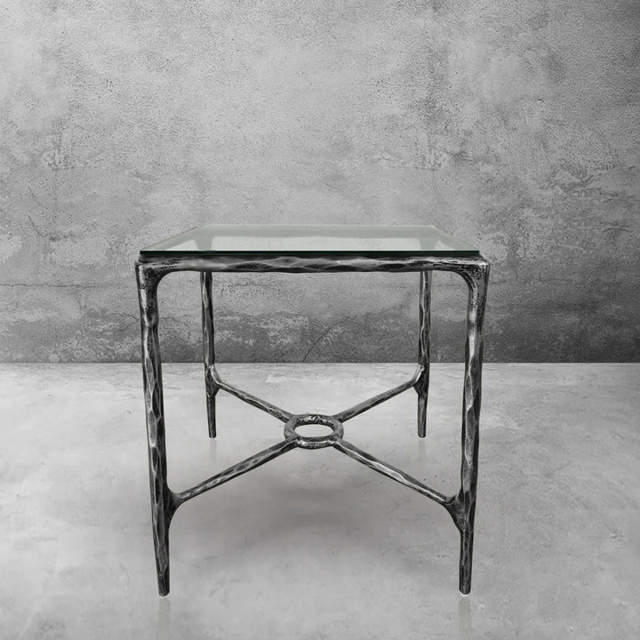 Thomson Glass Square Side Table Overhang