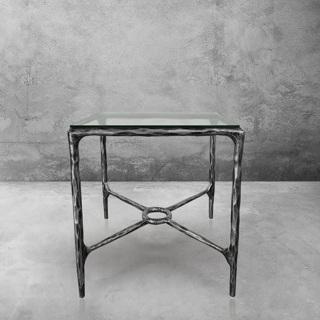 Thomson Glass Square Side Table Overhang
