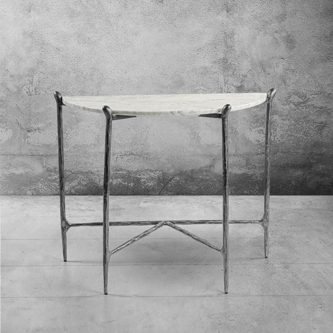 Thomson Horn Semi-Circle Marble Console Table