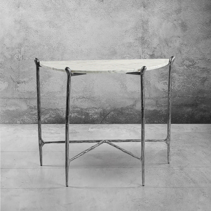 Thomson Horn Semi-Circle Marble Console Table