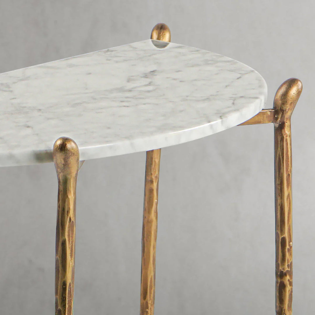 Thomson Horn Semi-Circle Marble Console Table