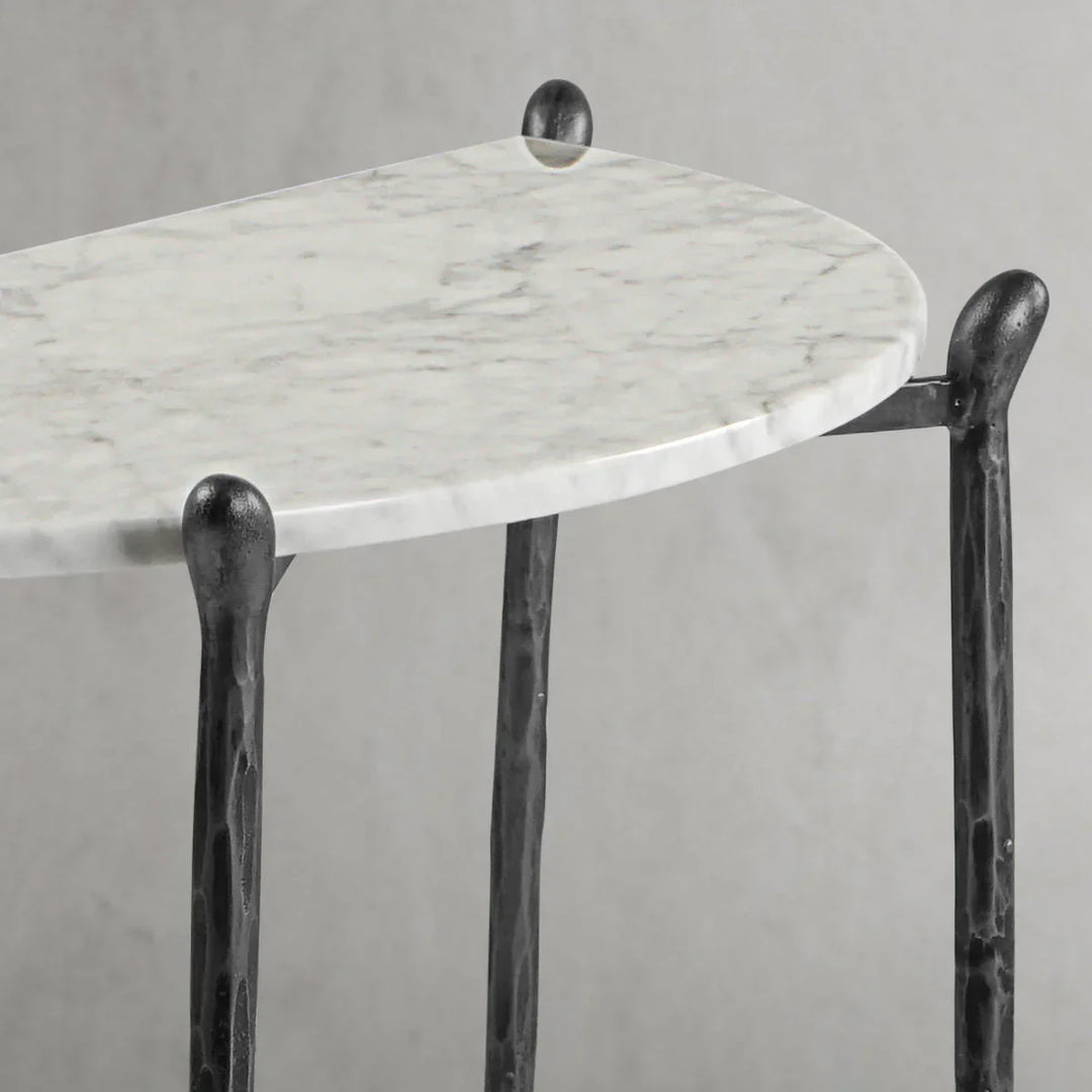 Thomson Horn Semi-Circle Marble Console Table