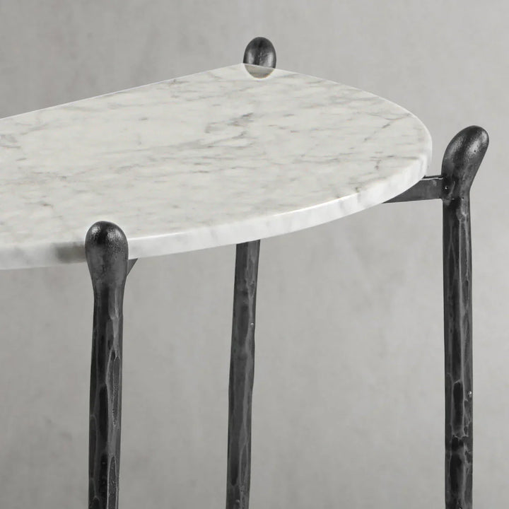 Thomson Horn Semi-Circle Marble Console Table