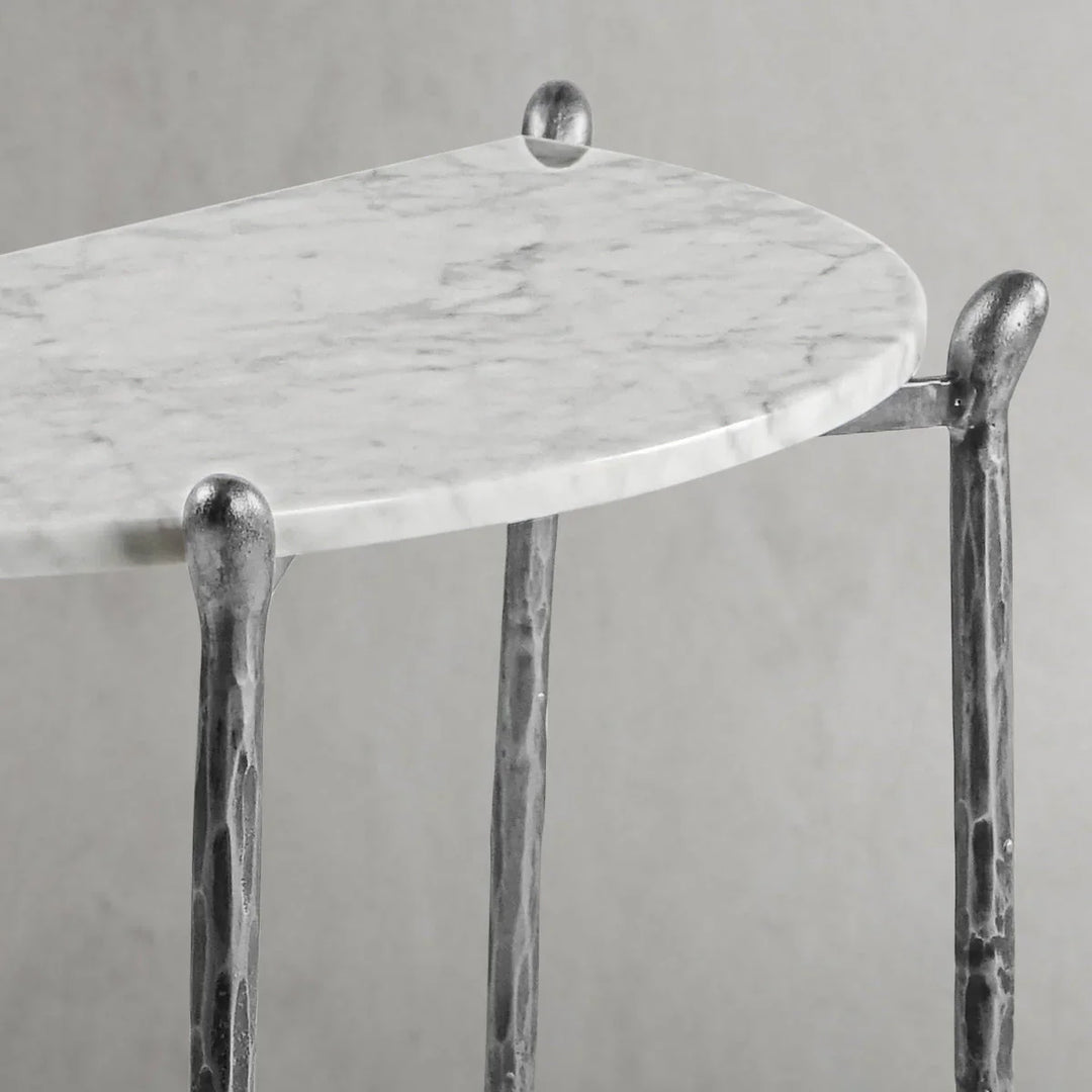 Thomson Horn Semi-Circle Marble Console Table