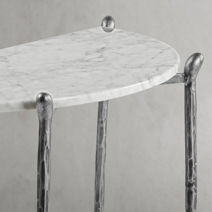 Thomson Horn Semi-Circle Marble Console Table