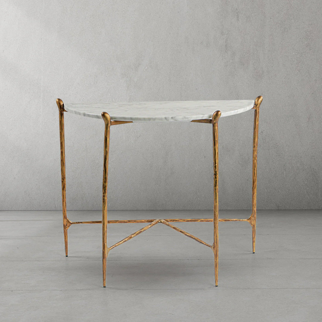 Thomson Horn Semi-Circle Marble Console Table