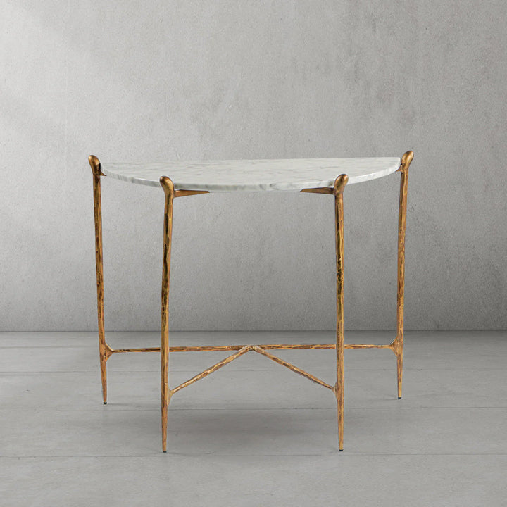 Thomson Horn Semi-Circle Marble Console Table