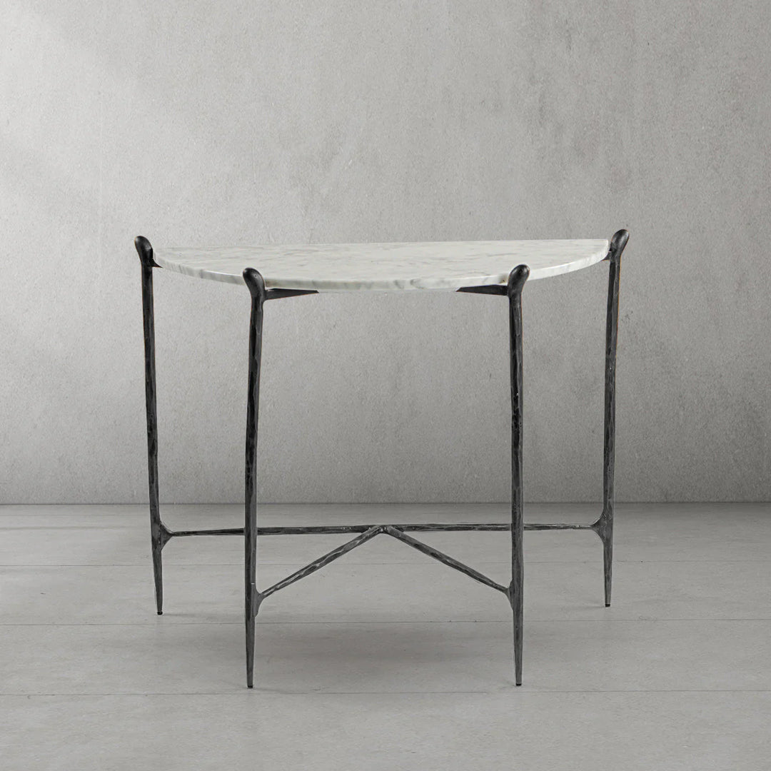 Thomson Horn Semi-Circle Marble Console Table