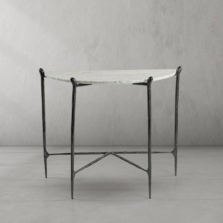 Thomson Horn Semi-Circle Marble Console Table
