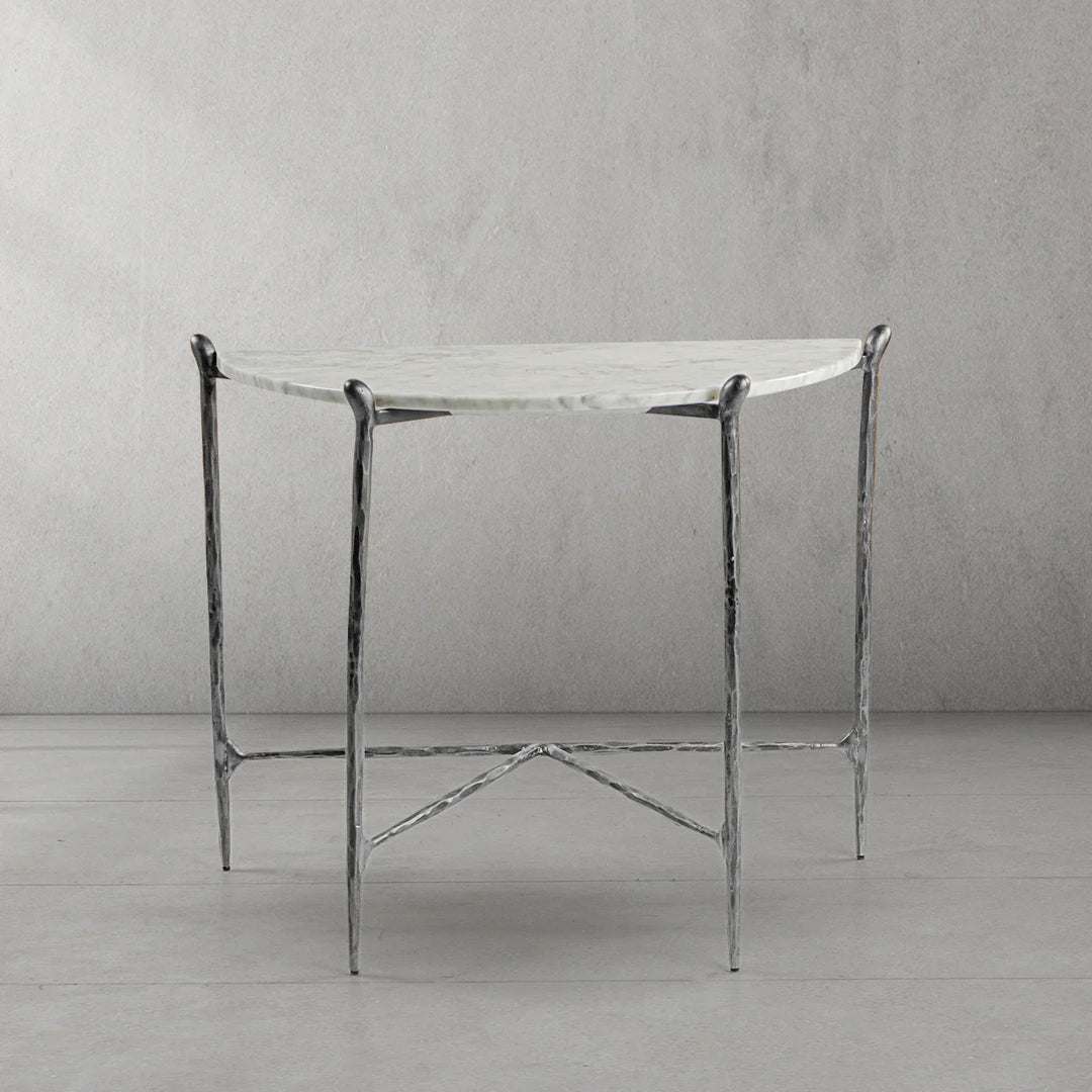 Thomson Horn Semi-Circle Marble Console Table