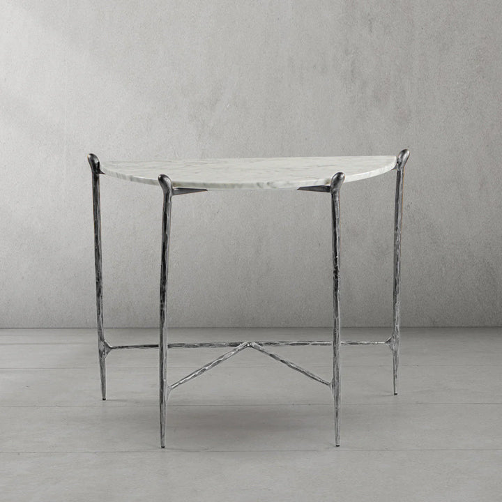 Thomson Horn Semi-Circle Marble Console Table