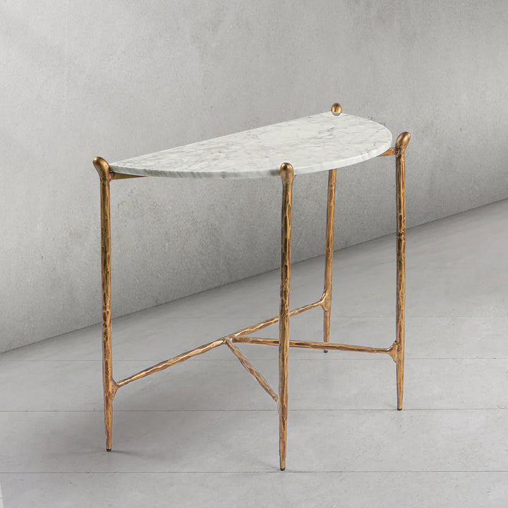 Thomson Horn Semi-Circle Marble Console Table