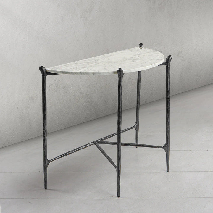 Thomson Horn Semi-Circle Marble Console Table
