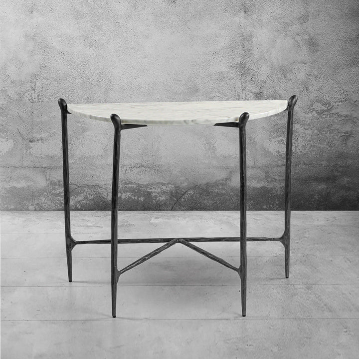 Thomson Horn Semi-Circle Marble Console Table