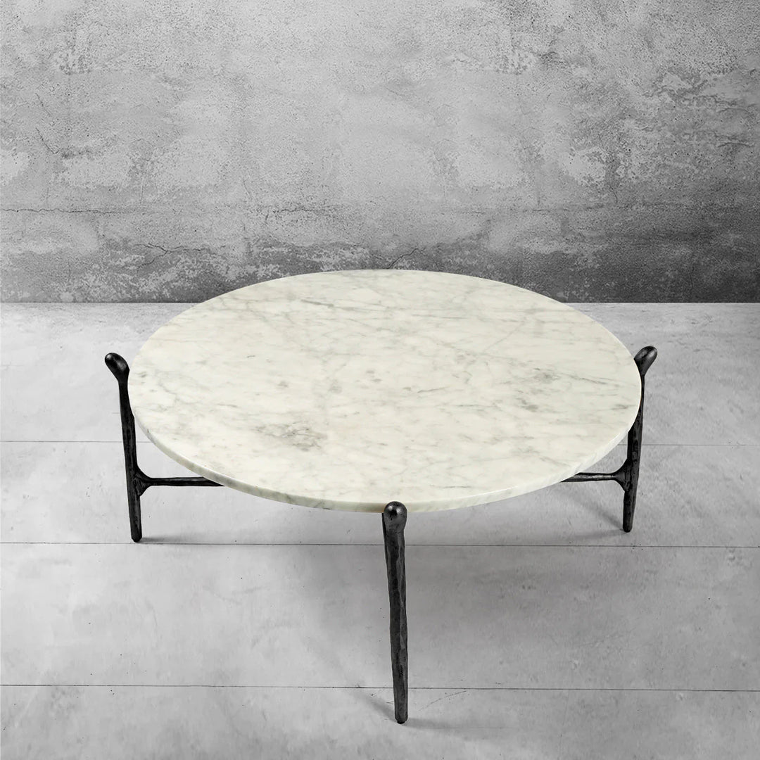 Thomson Round Horn Marble Coffee Table & Side Table