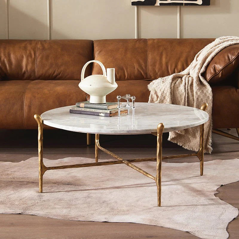 Thomson Round Horn Marble Coffee Table & Side Table