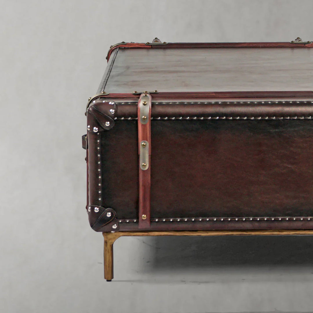 Thomson Vintage Cowhide Rattan Coffee Table