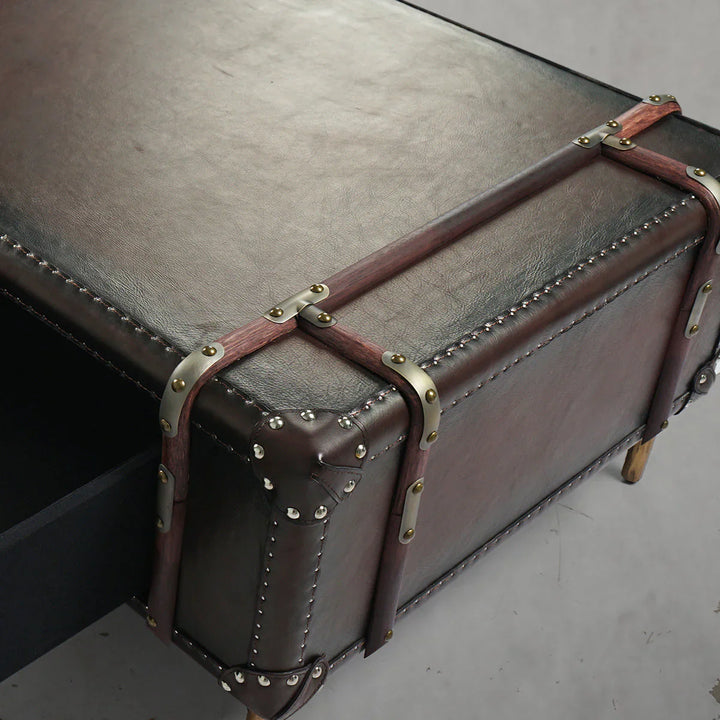 Thomson Vintage Cowhide Rattan Coffee Table