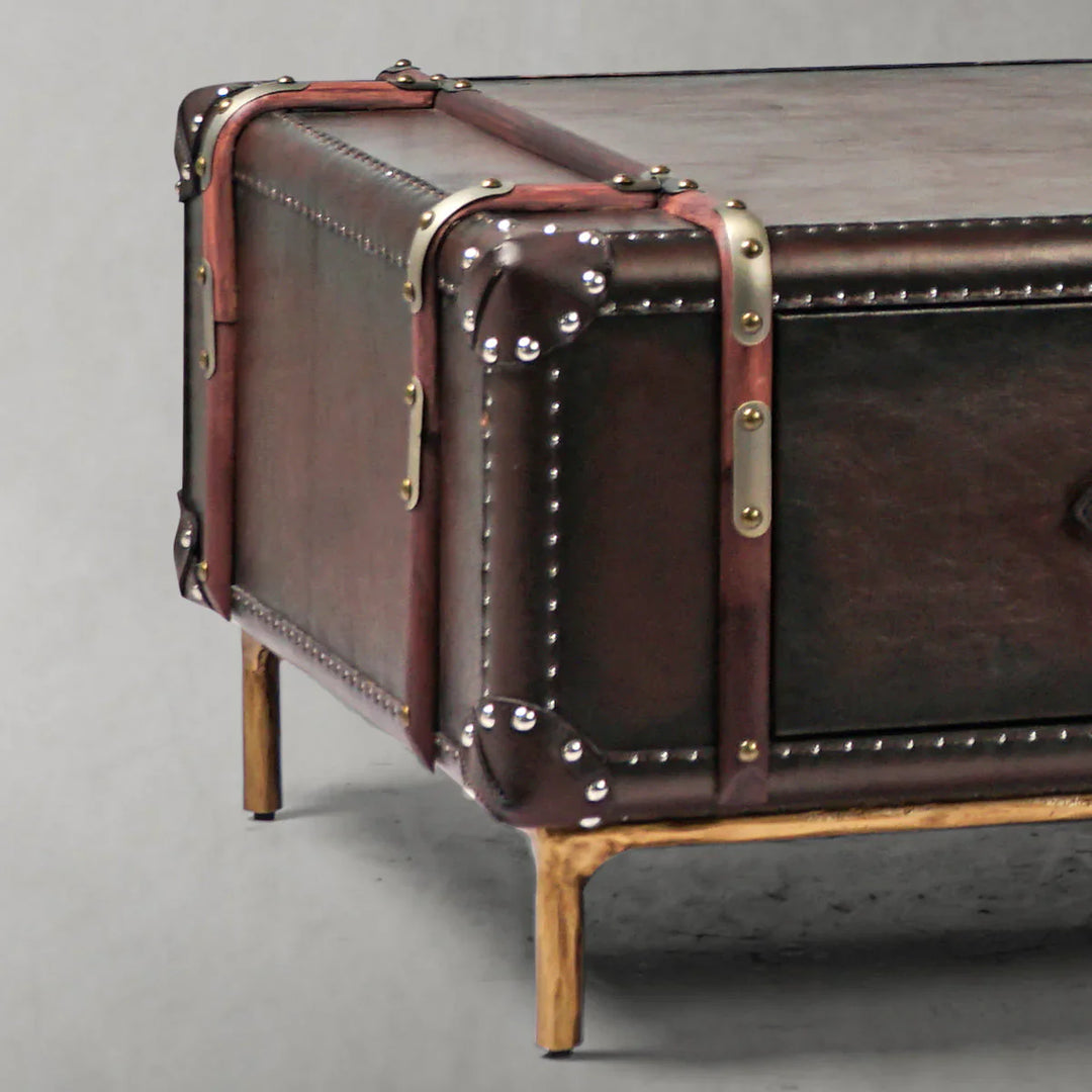 Thomson Vintage Cowhide Rattan Coffee Table