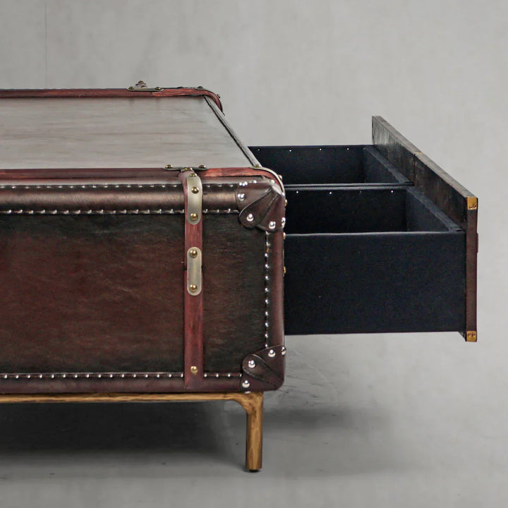 Thomson Vintage Cowhide Rattan Coffee Table