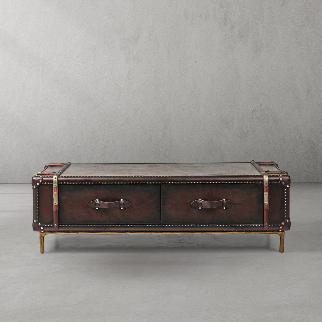 Thomson Vintage Cowhide Rattan Coffee Table