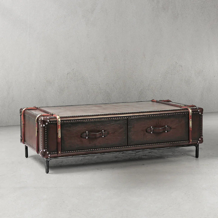Thomson Vintage Cowhide Rattan Coffee Table