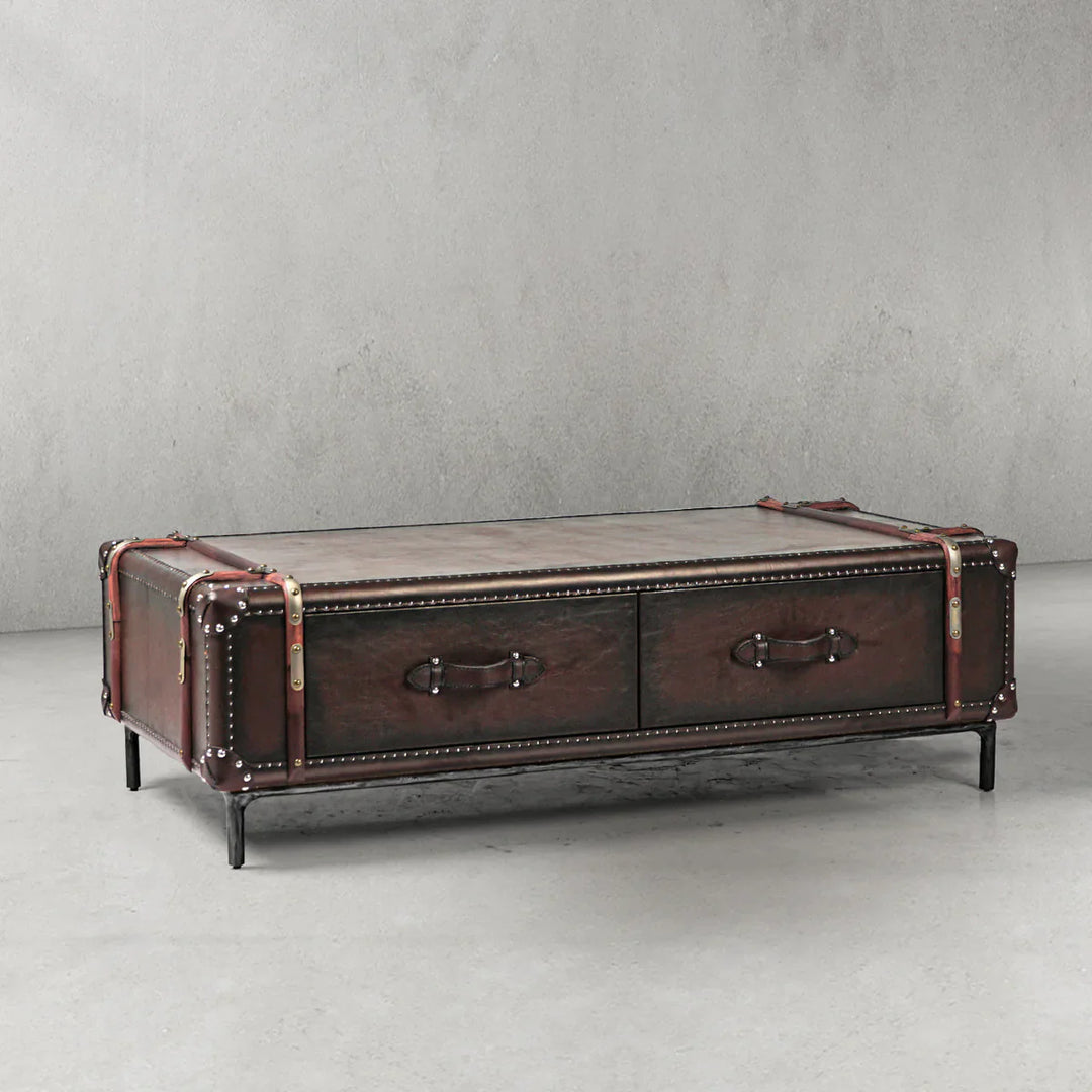 Thomson Vintage Cowhide Rattan Coffee Table