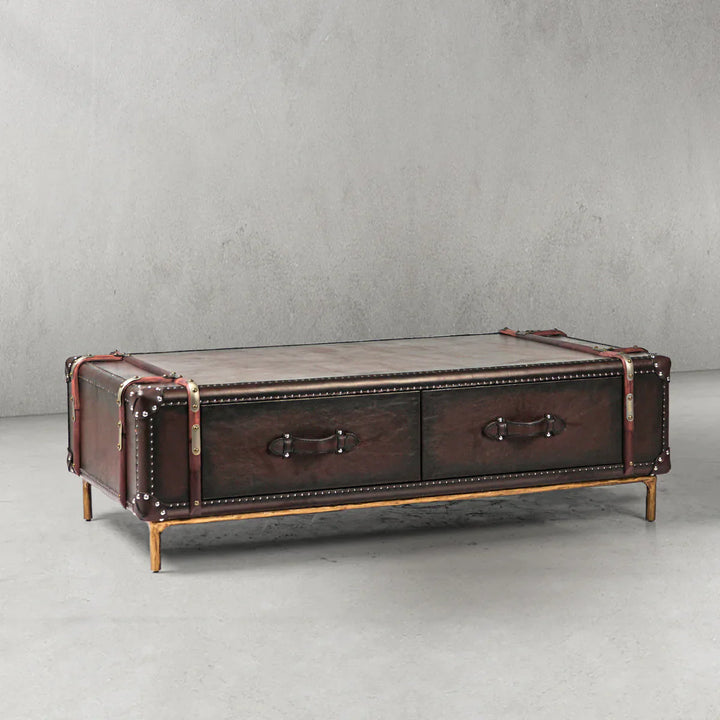 Thomson Vintage Cowhide Rattan Coffee Table