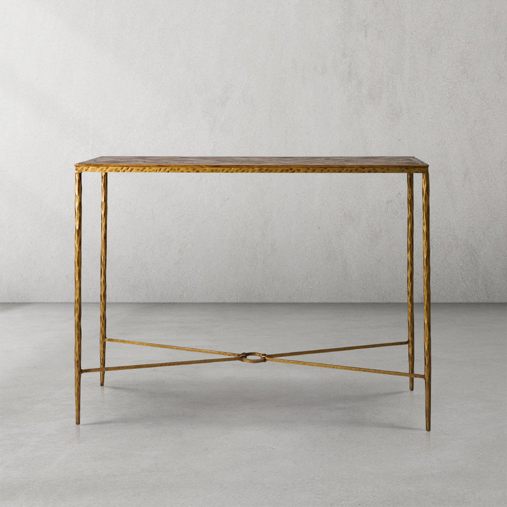 Thomson Metal Frame Elm Wood Console Table