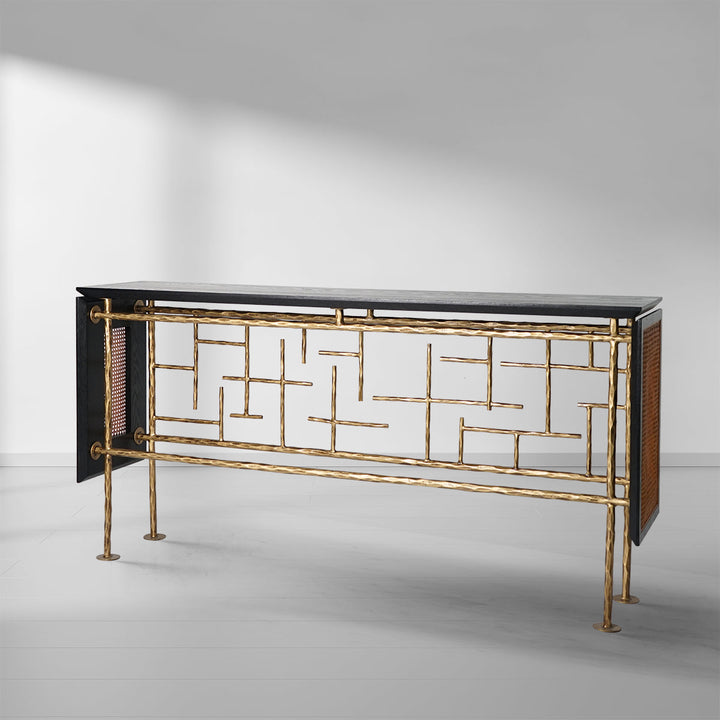 Thomson Metal Frame Rattan Console Table