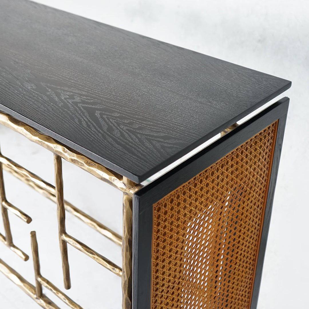 Thomson Metal Frame Rattan Console Table