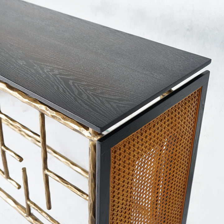 Thomson Metal Frame Rattan Console Table