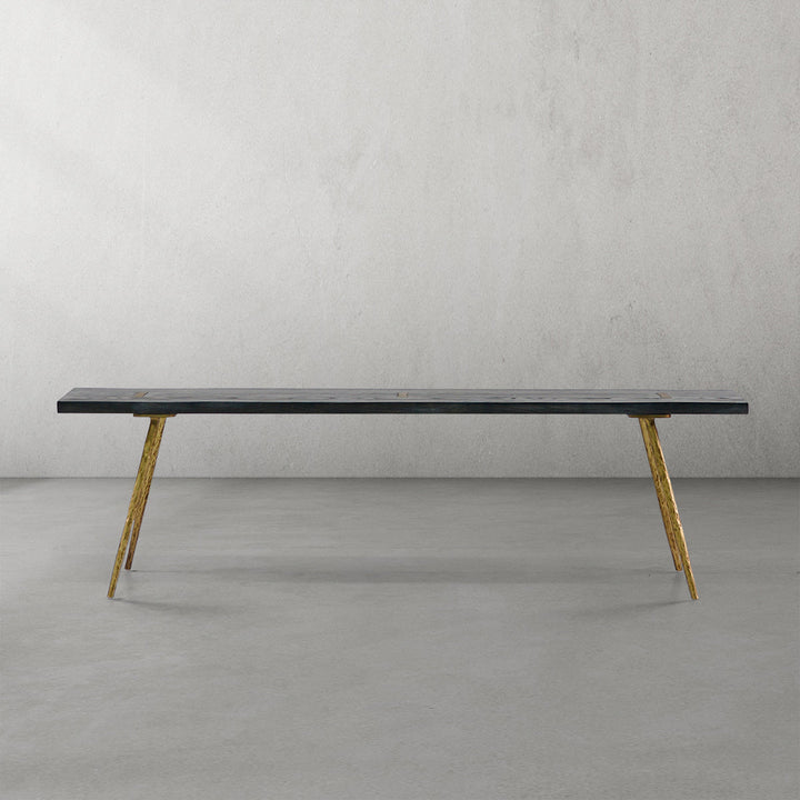 Thomson Retro Copper Frame Solid Wood Dining Bench