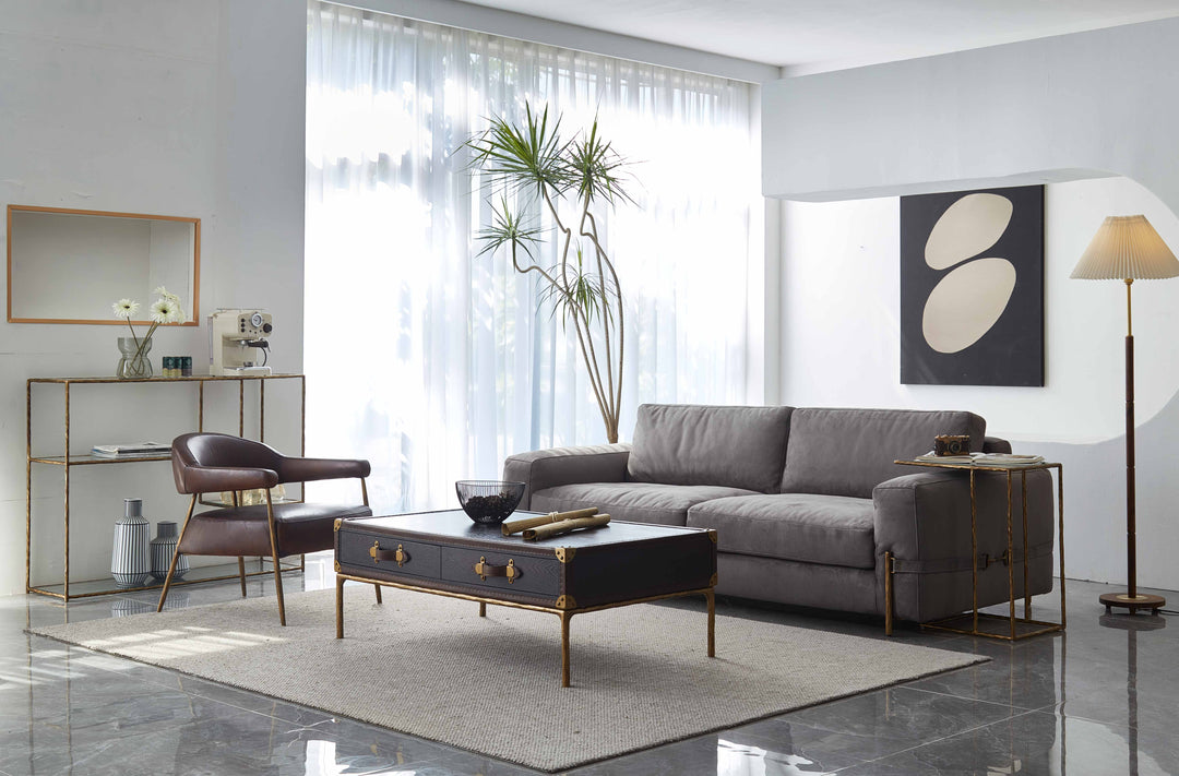 Thomson Vintage Leather Square Coffee Table