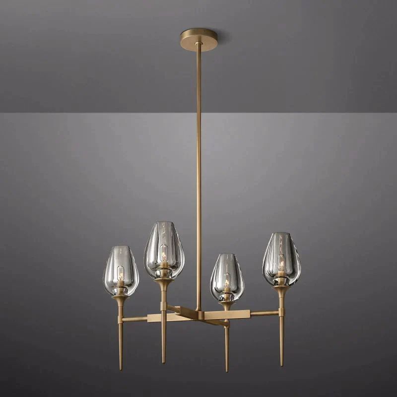 Tulip Series Glass Round Chandelier 42"D