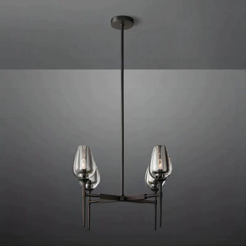 Tulip Series Glass Round Chandelier 42"D
